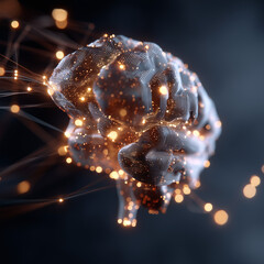 Glowing AI brain with circuit patterns and data flow