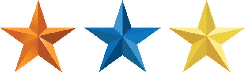 Obraz premium 3D Metal Colored Stars for Rating Vector Illustration.