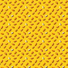 Seamless Almond Pattern On Yellow Background