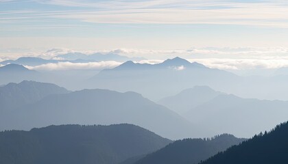 Blue Haze Mountain Layers Panorama