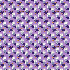 Seamless Pattern With Almond Milk Glasses