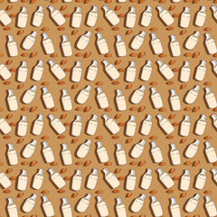 Seamless Almond Milk And Nut Pattern