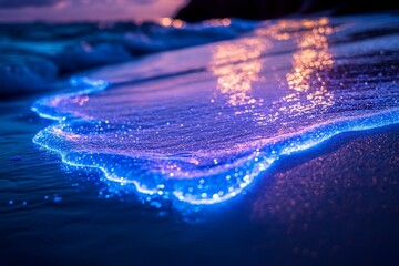 Glowing Waves at Sunset Beach
