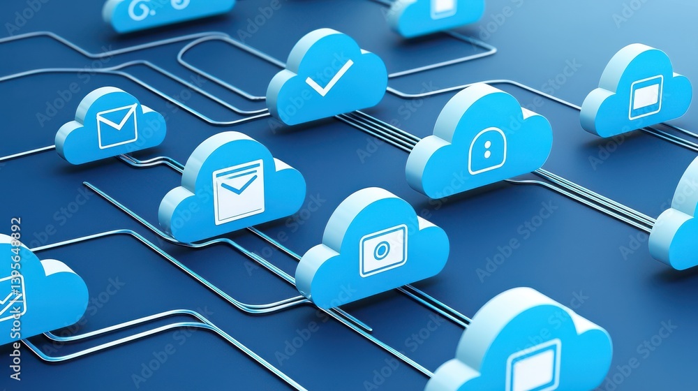 Poster cloud-based communication solutions digital network 3d render blue background technology gigapixel s