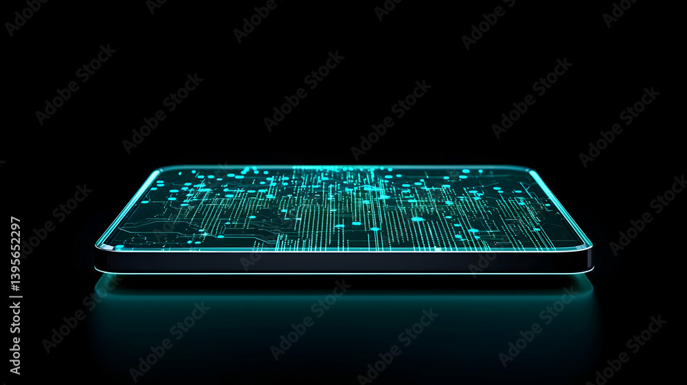 Poster futuristic smartphone display with circuit design