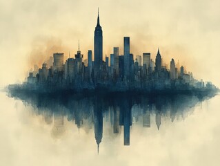 Obraz premium A City Skyline with Skyscrapers and Tall Buildings