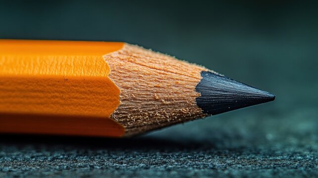 Close-up of sharpened pencil point on dark surface