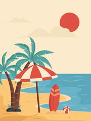 A poster image about summer at the beach to use as a background for advertising a product or service