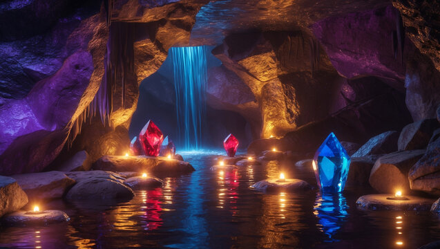 waterfall in the cave - Powered by Adobe
