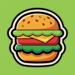 Sticker template with a burger isolated