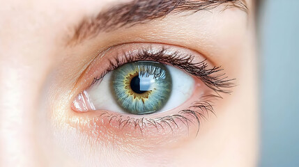 Obraz premium Close-Up Of A Woman's Green Eye With Makeup