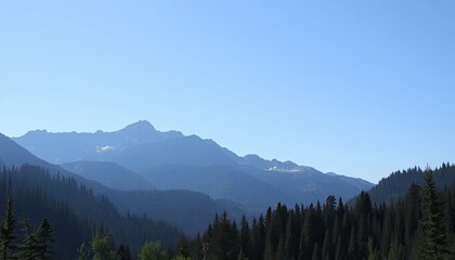 Obraz premium Distant Mountain Range Under a Clear Blue Sky