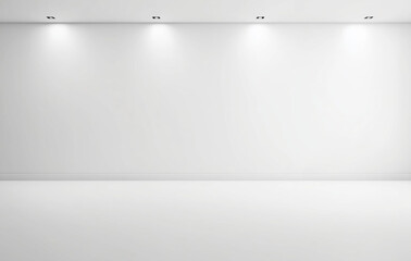 minimal white interior with smooth floor and ceiling, featuring recessed lighting that creates bright and spacious atmosphere. simplicity enhances modern aesthetic