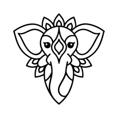 Elephant head mandala style vector art illustration