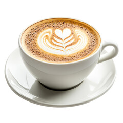 Latte Art Cappuccino on transparent background