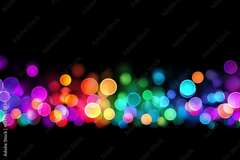 Poster colorful lights bokeh background - abstract background of colorful bokeh lights on a black backgroun