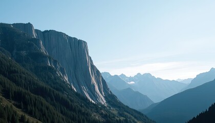 Majestic Mountain Range Landscape with Lush Green Valley