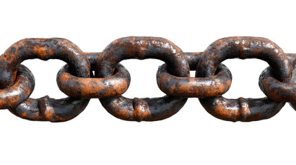 Obraz premium Rusty metal chain links with a weathered appearance, showcasing strength and durability.