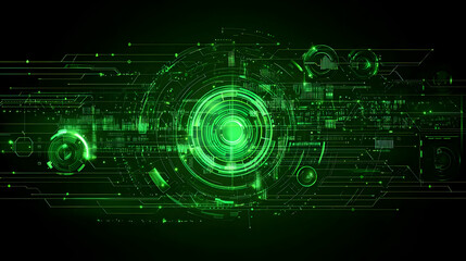 Abstract Glowing Green Digital Technology Background