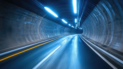Naklejka premium Tunnel roadway, motion blur, night driving
