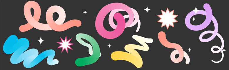 Set of color gradient shapes, lines, color path. Motion Elements for web design, poster. Vector graphics