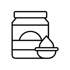 Outline illustration of a jar of shea butter with a small bowl of shea butter