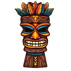 Obraz premium Colorful tribal mask illustration with glowing eyes