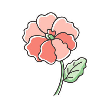 pink flower stem green leaf clip art preview