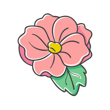 pink flower with green leaf clip art preview