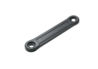 A floating plastic security seal tag, horizontally aligned, on a solid white background