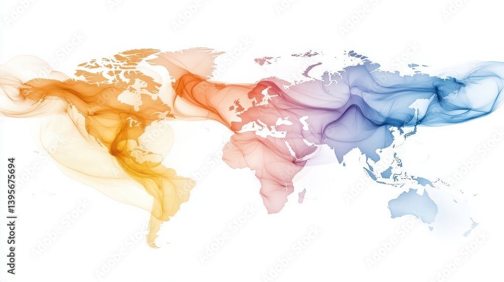 Poster global visualization of ocean pollution interactive map environmental impact digital art wide-angle 