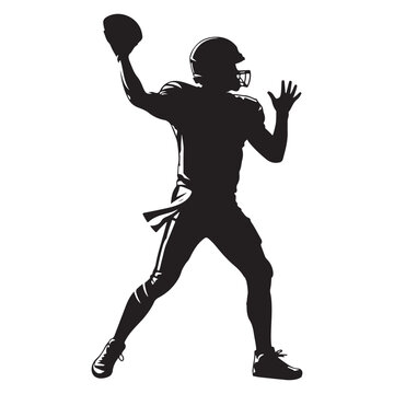 Silhouette of Football Quarterback Throwing Ball, Sports Action Pose