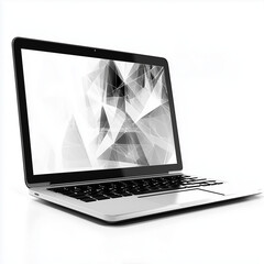 Modern Laptop Mockup with Geometric Abstract Design on Screen