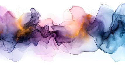 in pastel colors like pink, light blue, and lavender, intersecting with random splashes of gold, giving an ethereal and artistic feel 