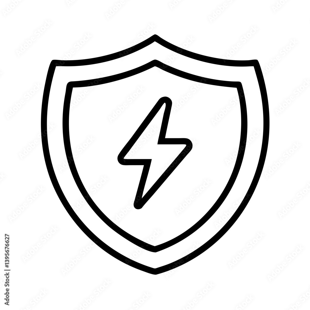 Poster shield with lightning bolt icon vector for security and protection concept design