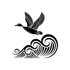 duck silhouette logo vector line art logo design