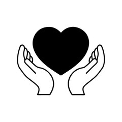 Hands holding a heart line art illustration