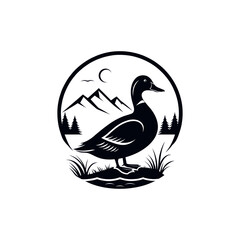 duck silhouette logo vector line art logo design