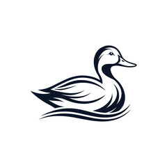 duck silhouette logo vector line art logo design