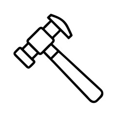 Illustration of a black outline hammer tool for construction and woodworking uses