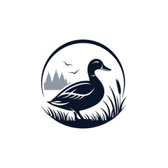 duck silhouette logo vector line art logo design