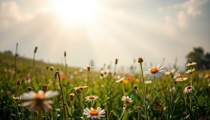 Vibrant Wildflower Meadow In Sunlight