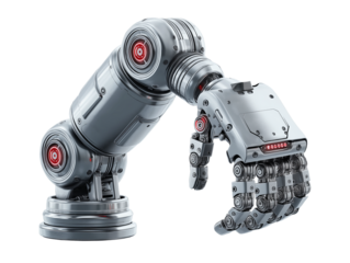 Futuristic Robotic Arm Advanced Technology Mechanical Hand Closeup High detail 3D Render of a Silver Robot Arm