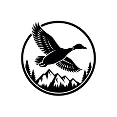 duck silhouette logo vector line art logo design