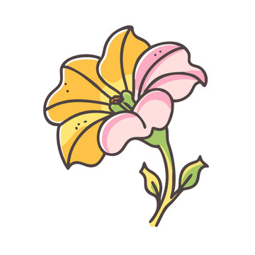 yellow and pink flower on white background clip art preview