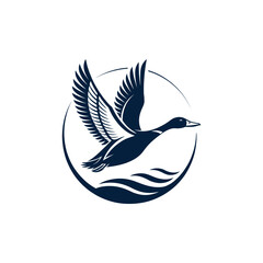 duck silhouette logo vector line art logo design