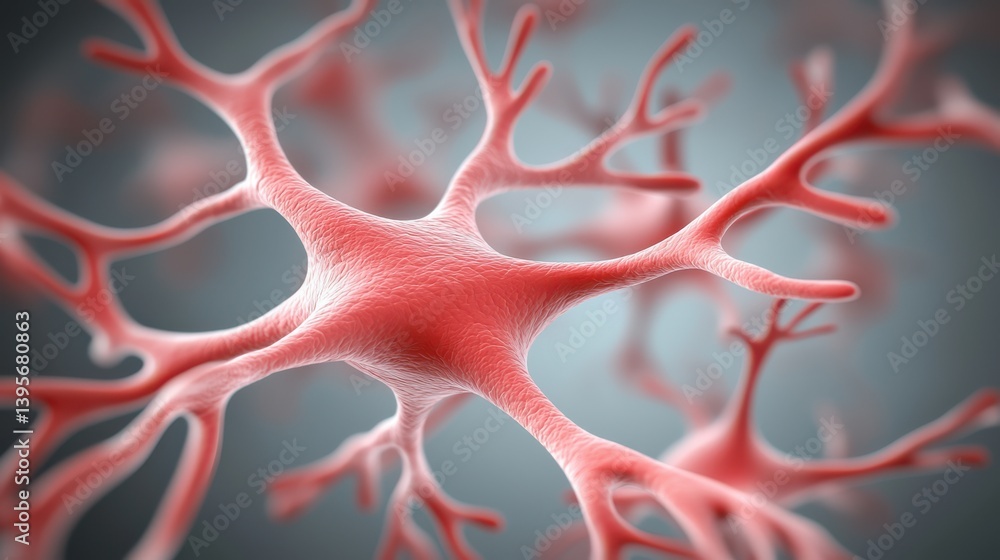 Poster high-speed visualization of neuron structure digital environment 3d render scientific concept illust