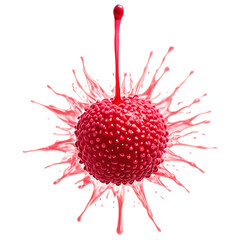 Lychee Mid Transformation into a Splash of Pink Red Juice: A Dynamic Fusion of Fruit and Motion