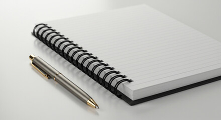 Blank notepad and silver pen on a clean surface  