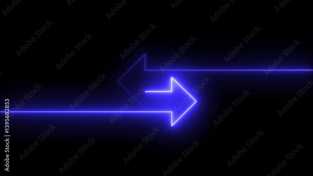 Poster glowing neon mask double arrow animation .neon double arrow animation. flashing arrow shape symbol w